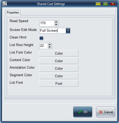 Shared Cast Settings Dialog